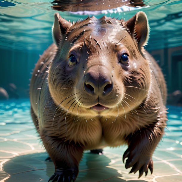 Foto de un wombat de natación