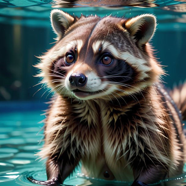 Picture of a swimming raccoon