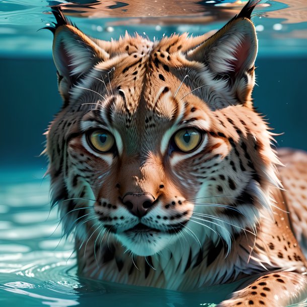 Picture of a swimming lynx