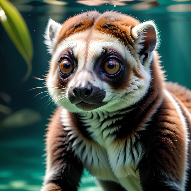 Foto de un lémur de natación