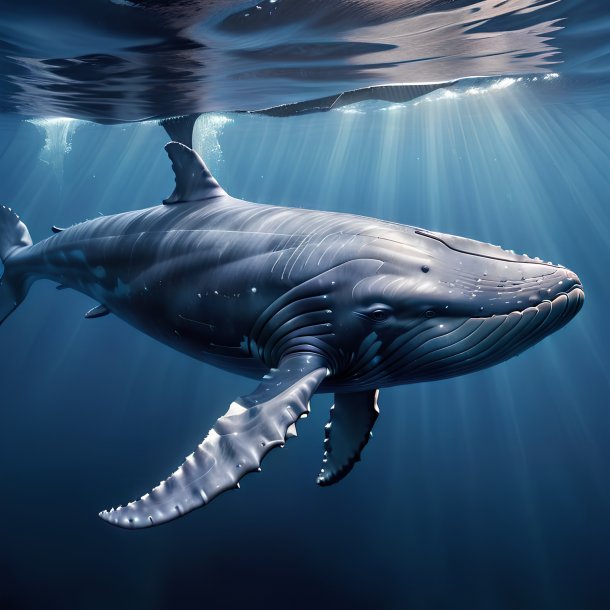 Picture of a swimming blue whale