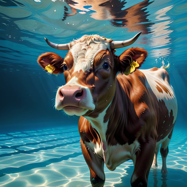 Picture of a swimming cow