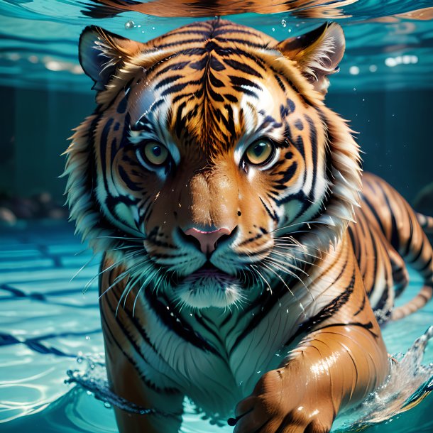 Picture of a swimming tiger