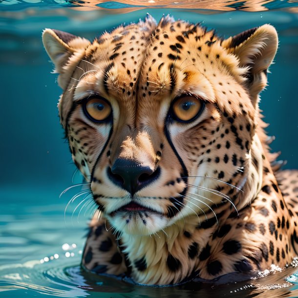 Photo d'un guépard nageant