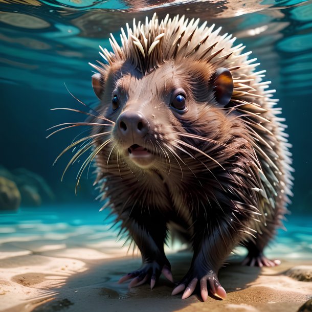 Picture of a swimming porcupine