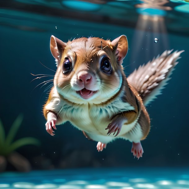 Foto de una ardilla voladora nadando