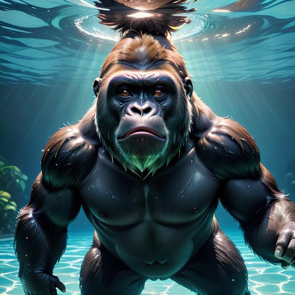 Picture of a swimming gorilla