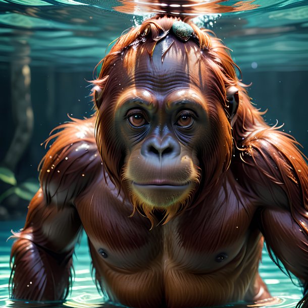 Picture of a swimming orangutan