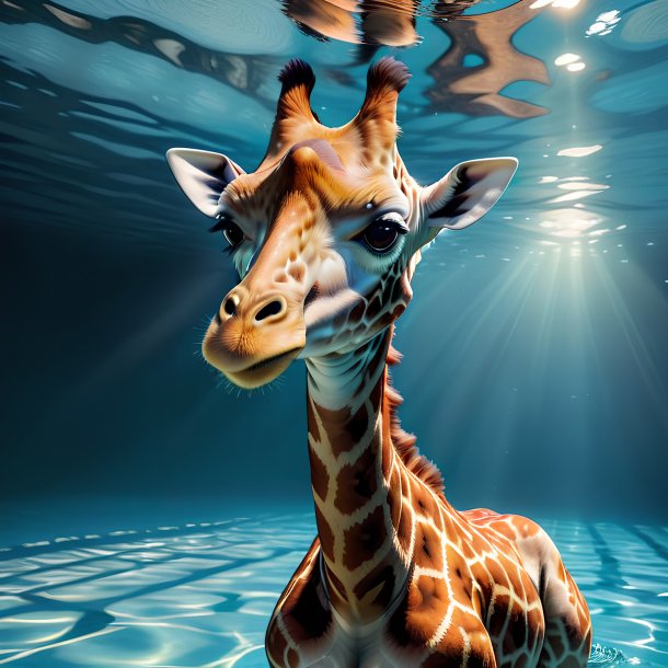 Picture of a swimming giraffe