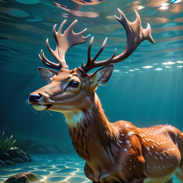 Picture of a swimming deer