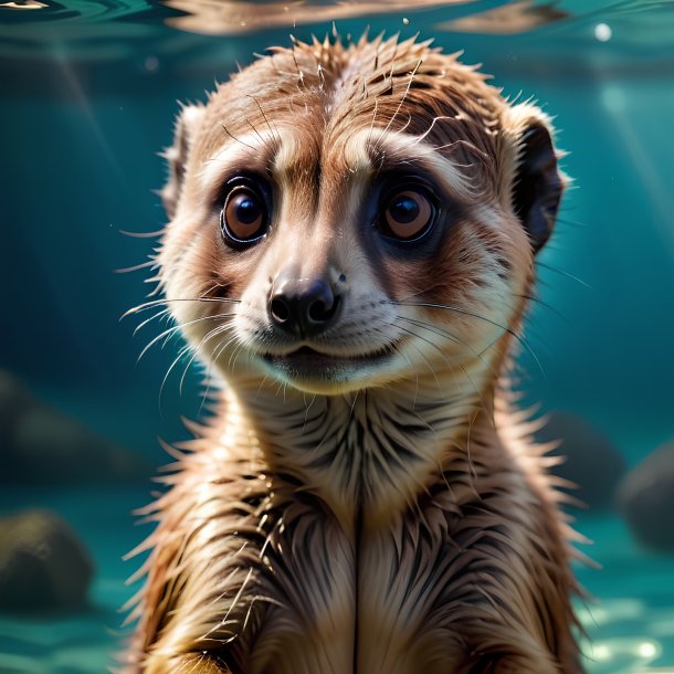 Picture of a swimming meerkat