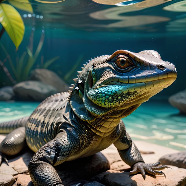 Picture of a swimming monitor lizard