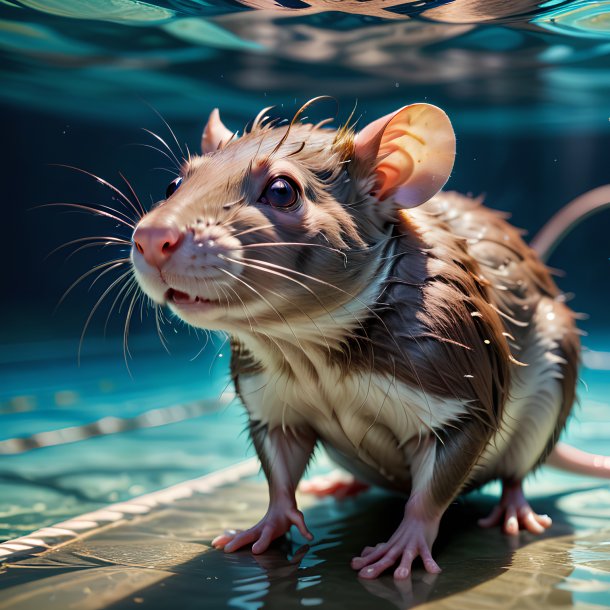 Picture of a swimming rat