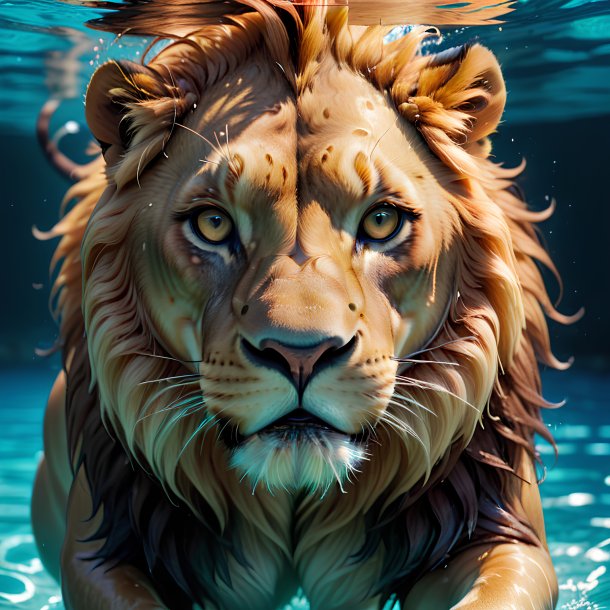 Picture of a swimming lion