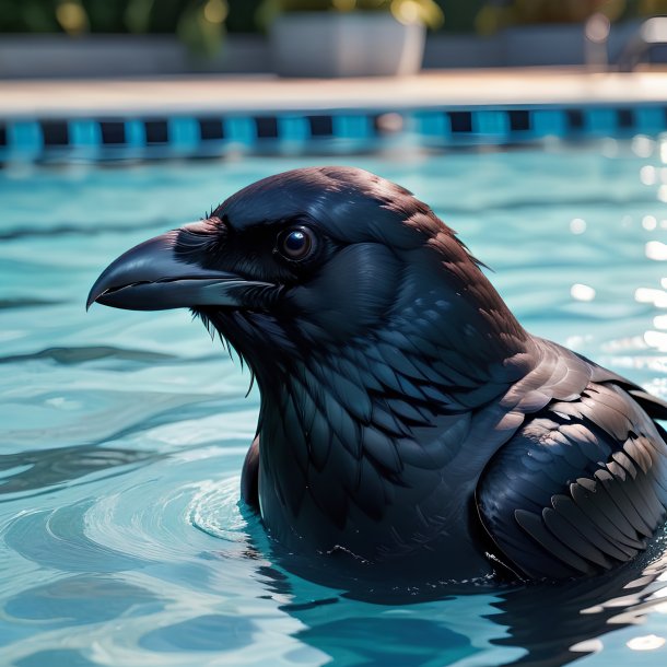 Picture of a swimming crow