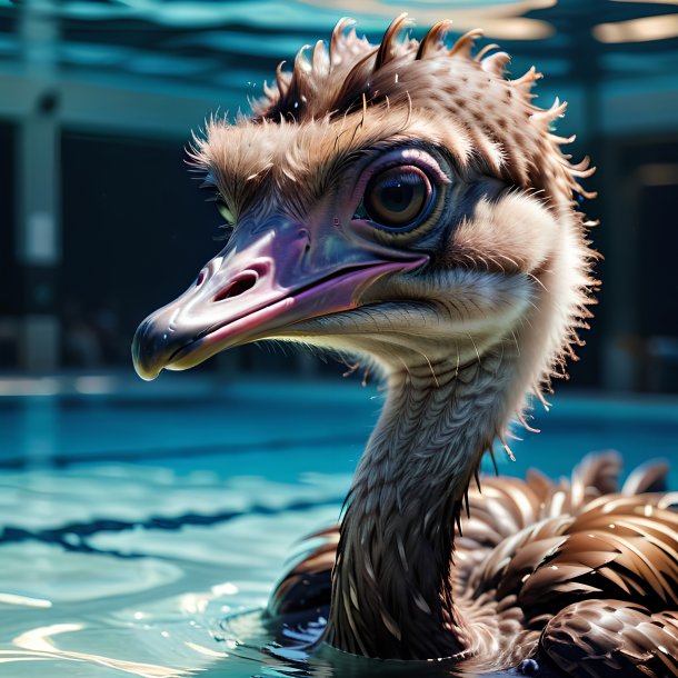 Picture of a swimming ostrich