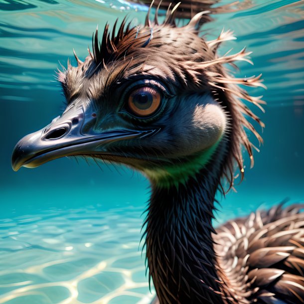 Picture of a swimming emu