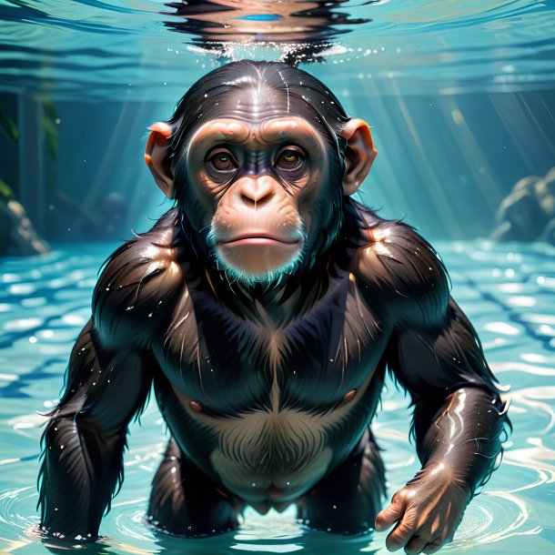 Picture of a swimming chimpanzee