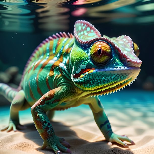 Picture of a swimming chameleon