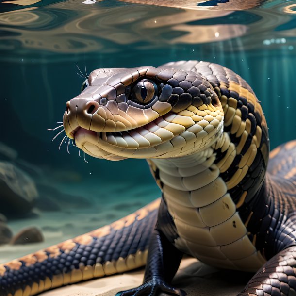 Picture of a swimming king cobra