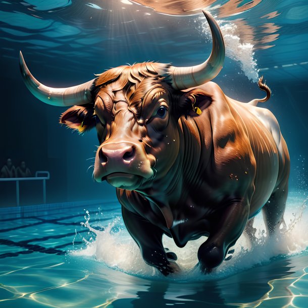 Picture of a swimming bull