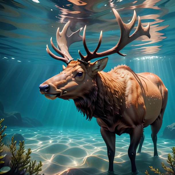 Photo d'un wapiti de natation