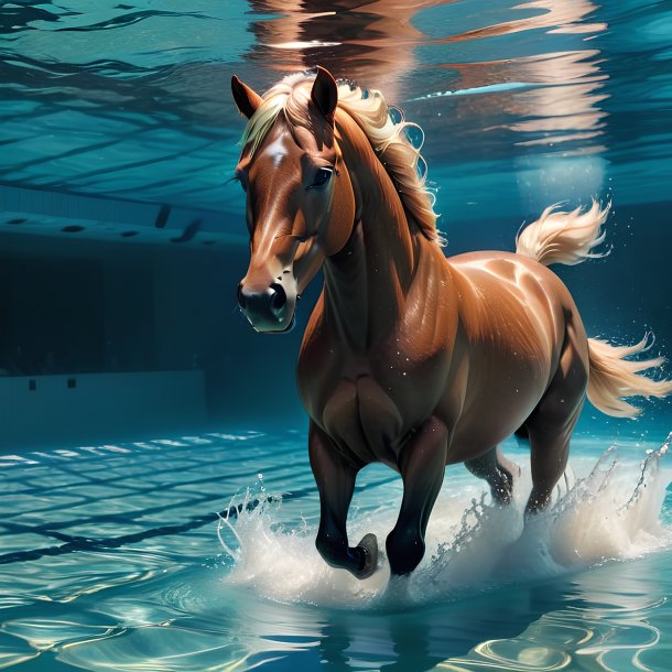 Picture of a swimming horse