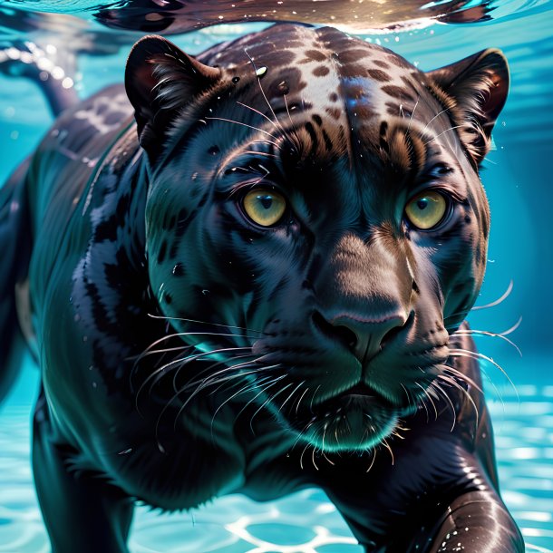 Picture of a swimming panther