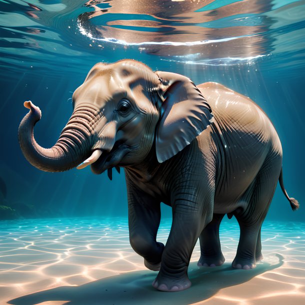 Picture of a swimming elephant