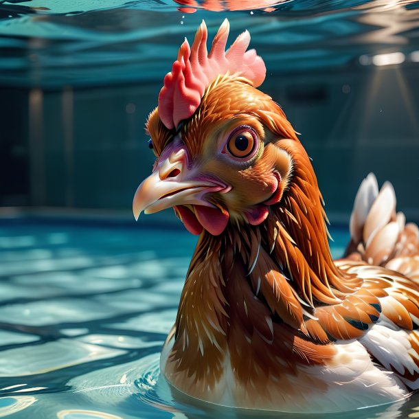 Foto de una gallina nadadora