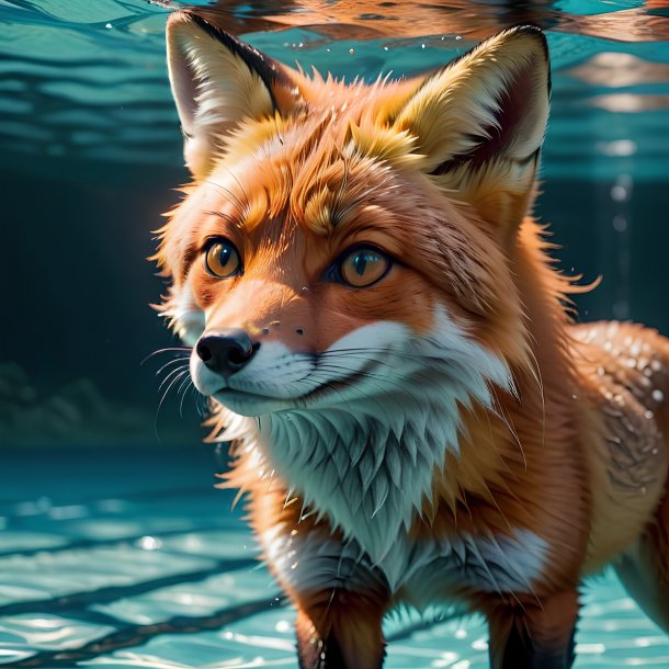 Picture of a swimming fox