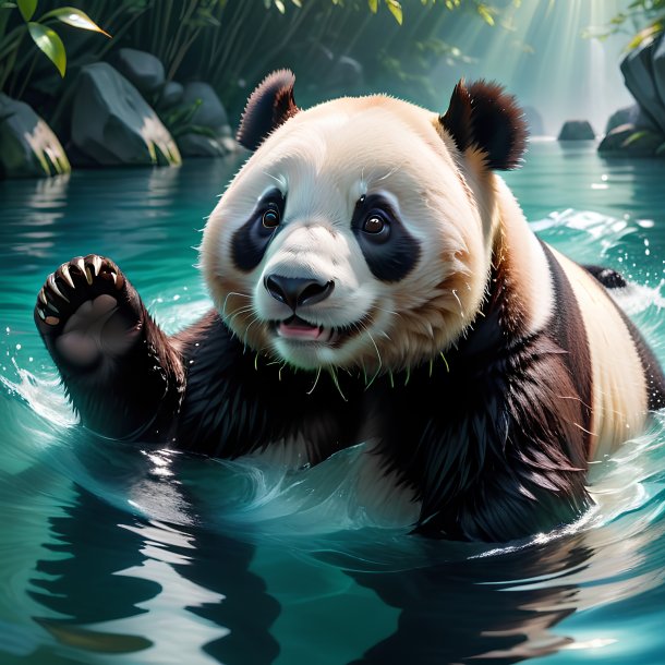 Picture of a swimming giant panda