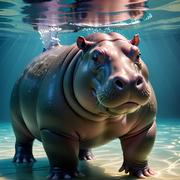 Picture of a swimming hippopotamus