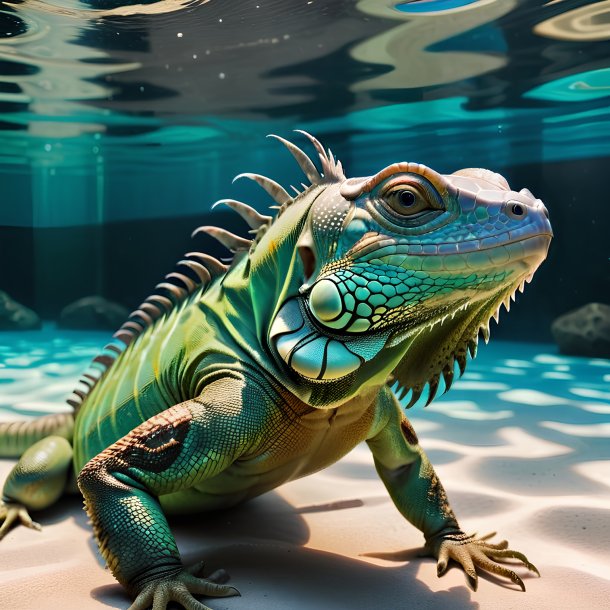 Picture of a swimming iguana