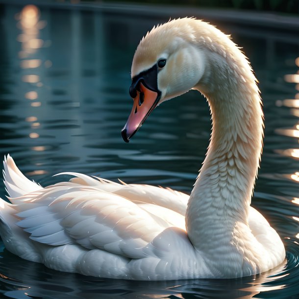 Photo d'un cygne nageant