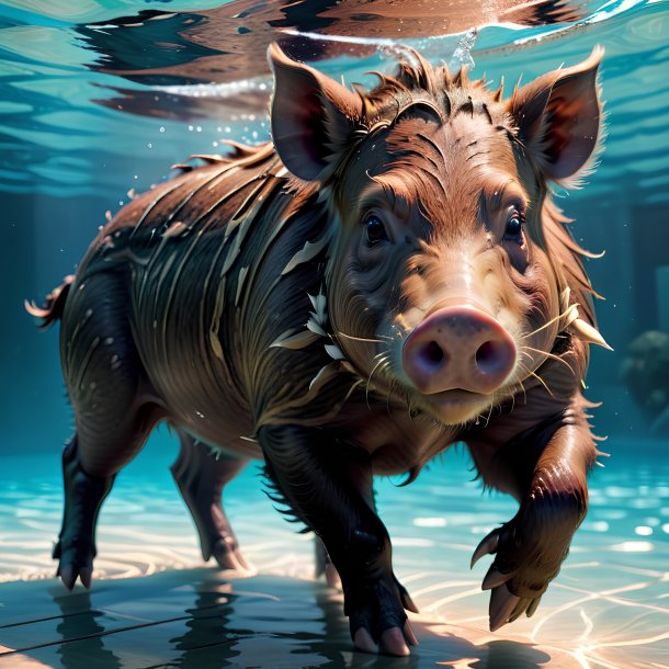 Picture of a swimming boar