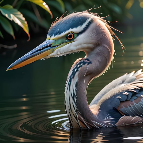 Foto de una garza nadadora