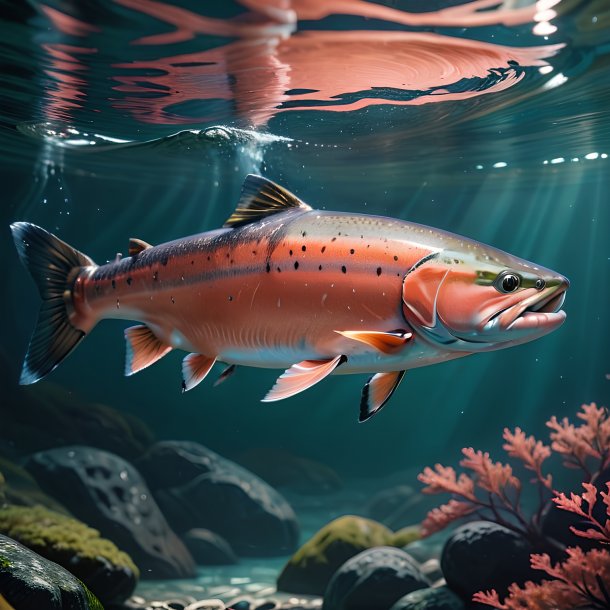 Picture of a swimming salmon