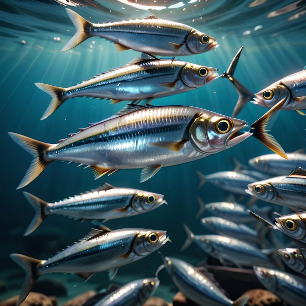 Picture of a swimming sardines