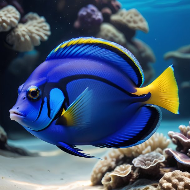 Picture of a swimming blue tang