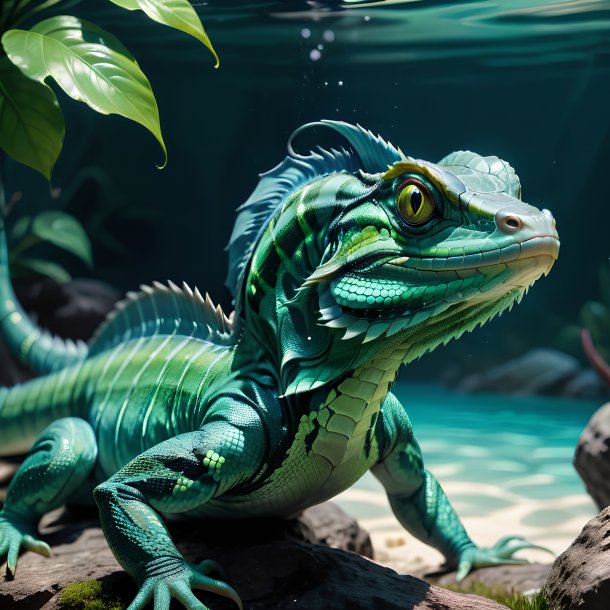 Picture of a swimming basilisk