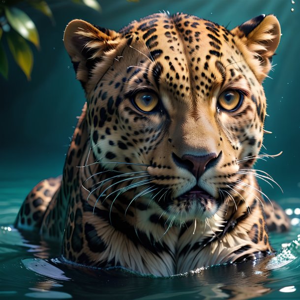 Imagem de um leopardo afogando-se