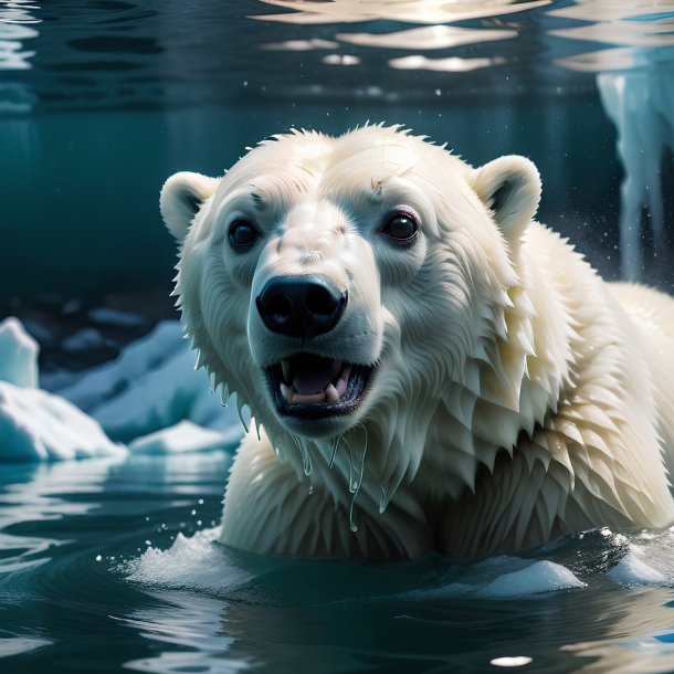 Imagem de um urso polar afogando-se