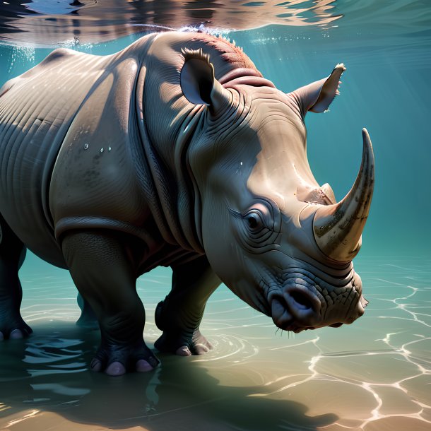 Picture of a drowning rhinoceros