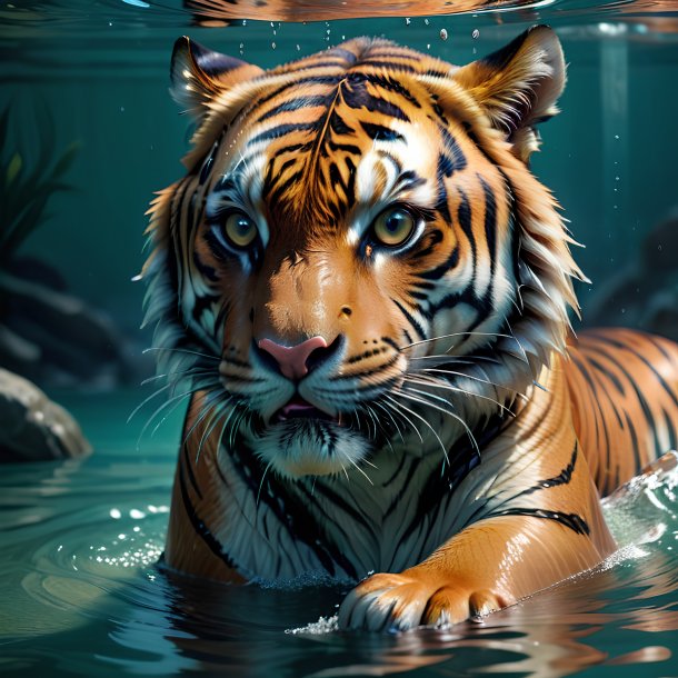 Imagem de um tigre afogando-se