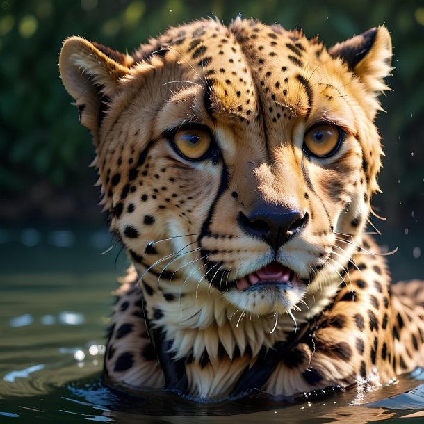 Photo d'un guépard noyé