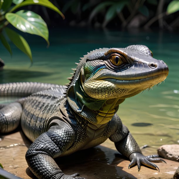 Foto de un lagarto monitor de ahogamiento