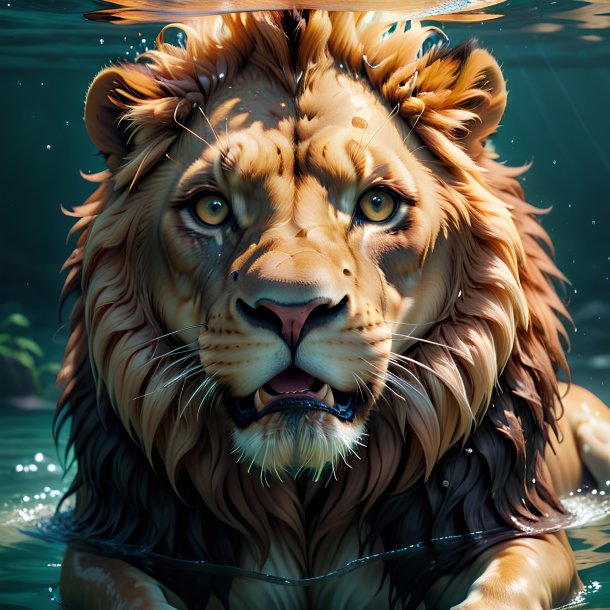 Picture of a drowning lion