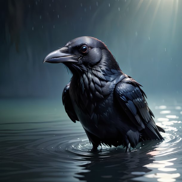 Picture of a drowning crow