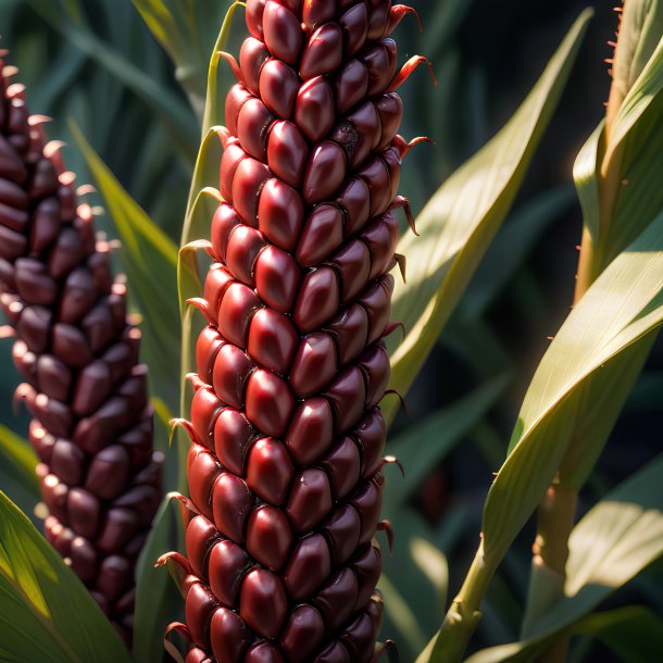 Représentation d'une plante de maïs rouge